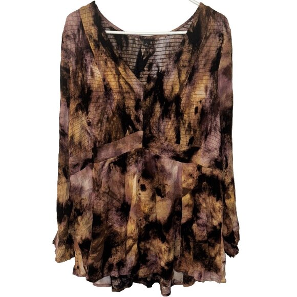Torrid V-Neck Pullover Blouse Brown Orange Maroon Size 3 - Picture 1 of 5